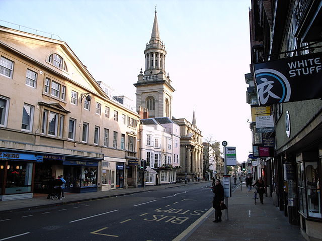 View of All Saints Church from the west along the High Street.