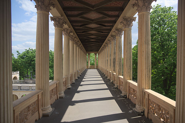 Colonnade at the Belvedere on the Pfingstberg palace in Germany.