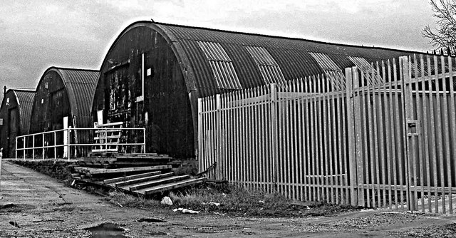 Nissen huts on Boughton North Industrial estate a former ordnance depot and World War 2 POW camp.