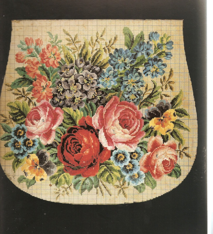A petit point purse.